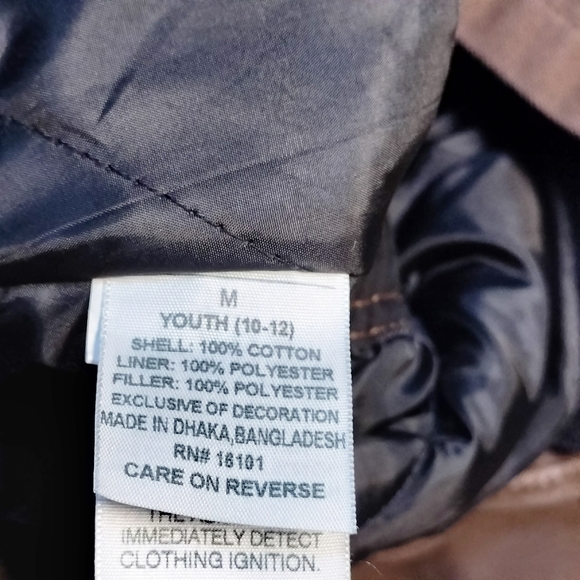 Mountain Blue Bib Overalls Quilted M Brown Jean/ Canvas - Picture 3 of 3